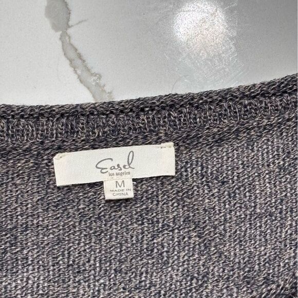 easel Brown Scoop Neck Distressed Hem Sweater - Picture 10 of 12